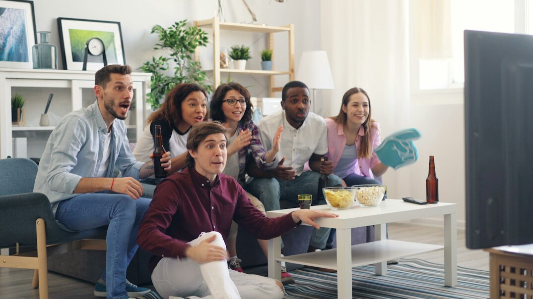 modern tv watching family